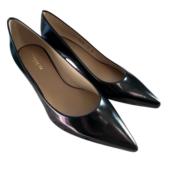 COACH Black Leather Kitten Heel Pumps Size 6 - Picture 7 of 7